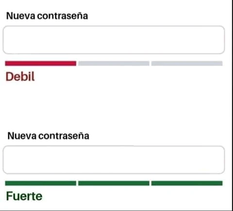 Plantilla de Contraseña debil | Contraseña fuerte