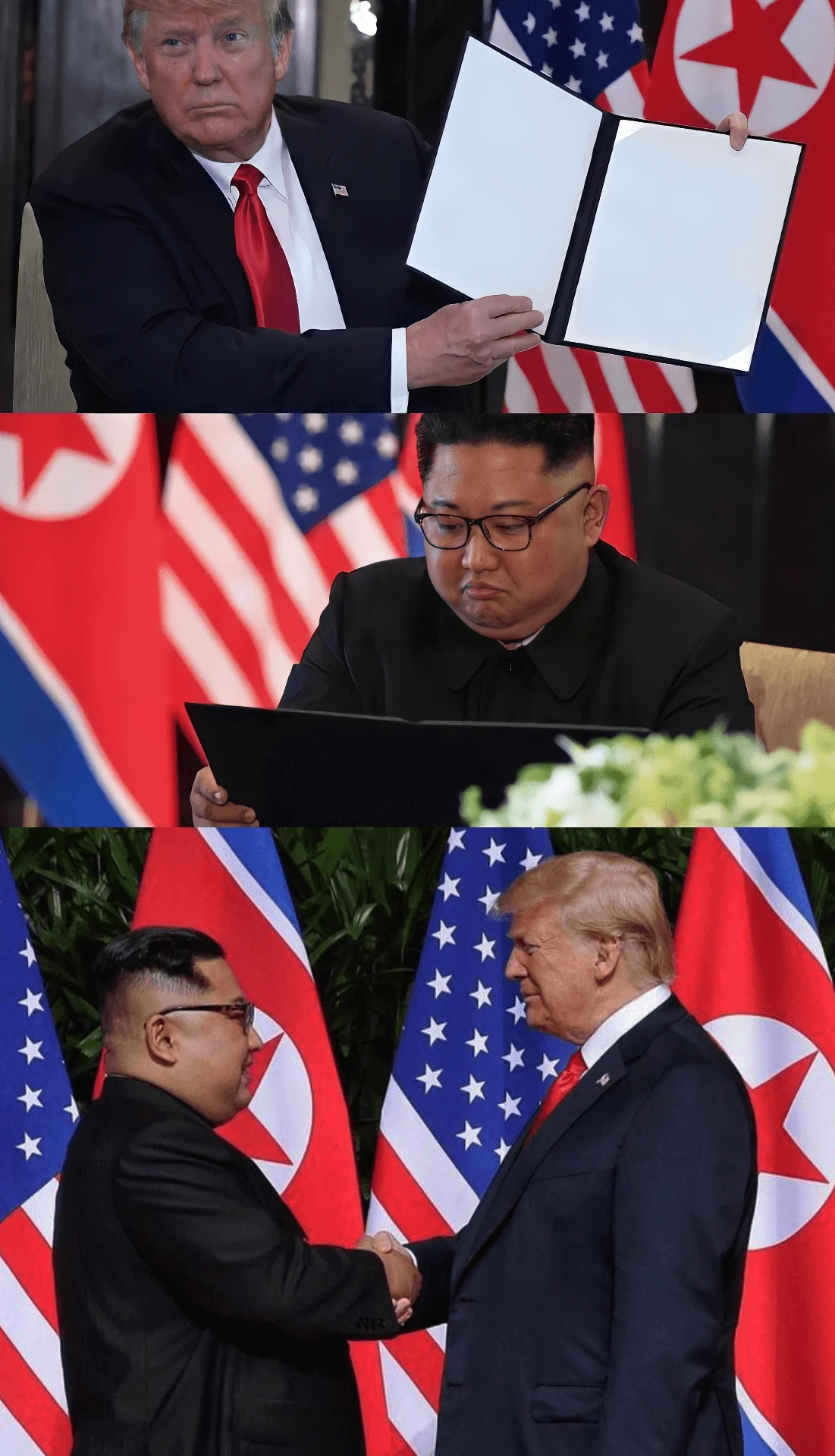 Primera plantilla de Donald Trump y Kim Jong-Un aprobando.