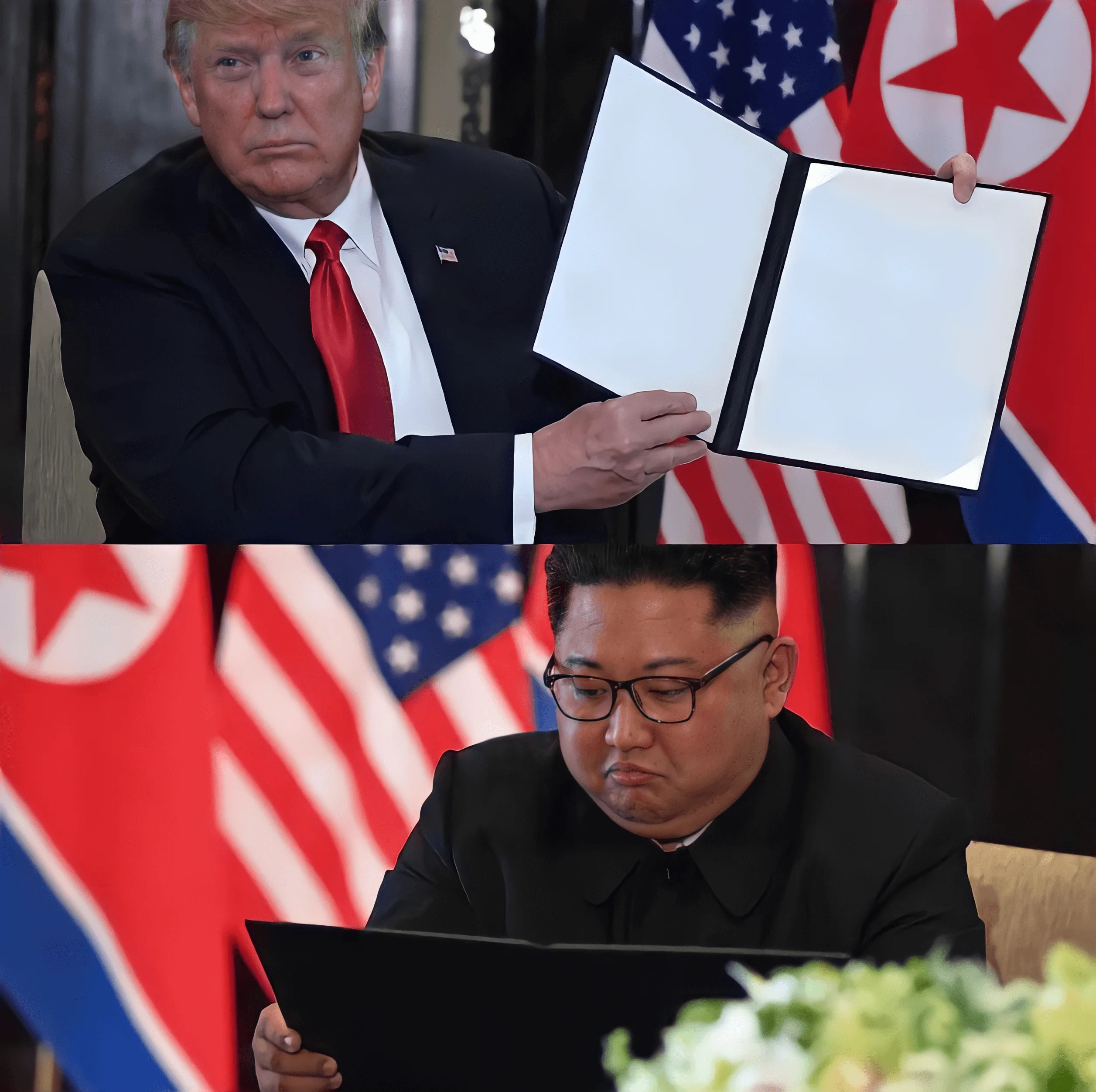 Plantilla de Donald Trump y Kim Jong-Un aprobando. numero 2