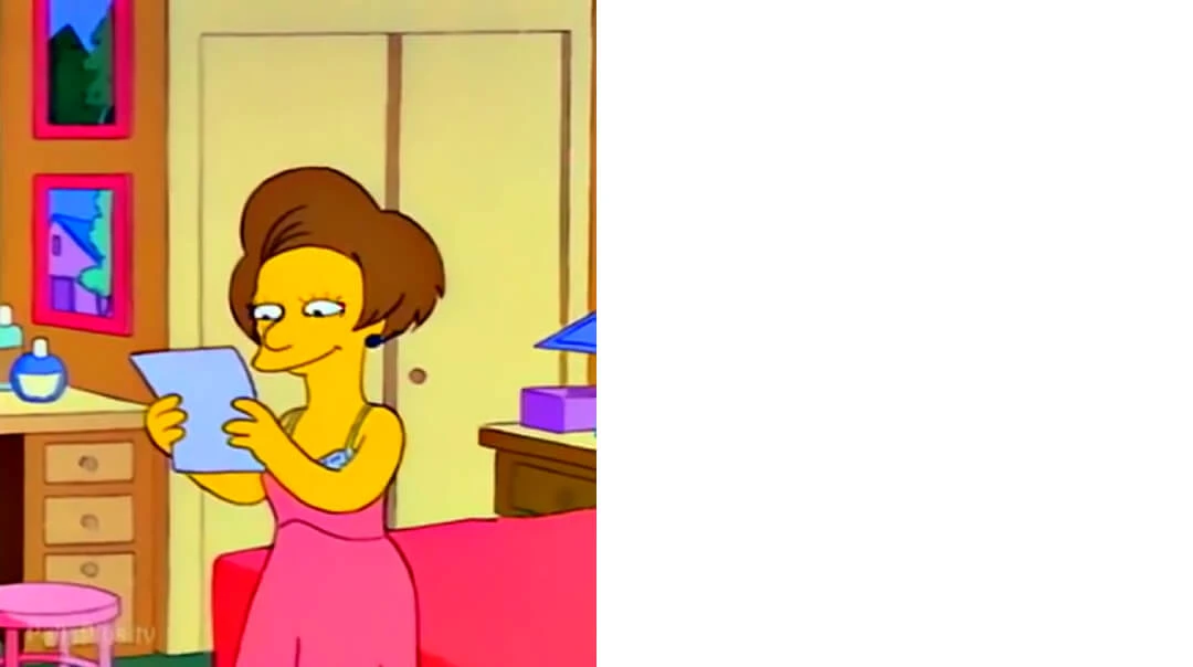 Plantilla de Edna Krabappel leyendo carta numero 2