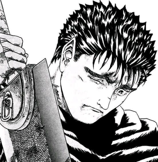 Primera plantilla de Guts triste