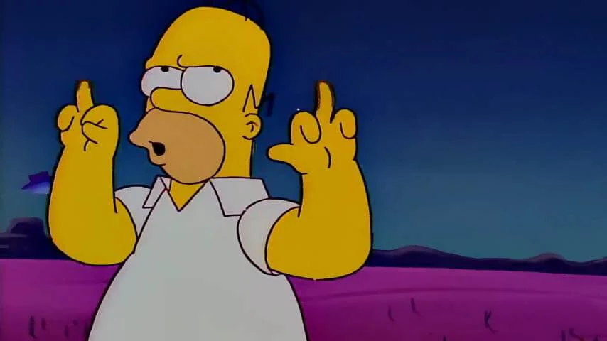 Plantilla de Homero mostrando el dedo medio numero 2