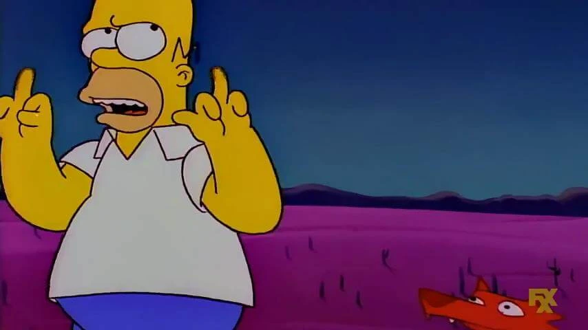 Plantilla de Homero mostrando el dedo medio numero 3