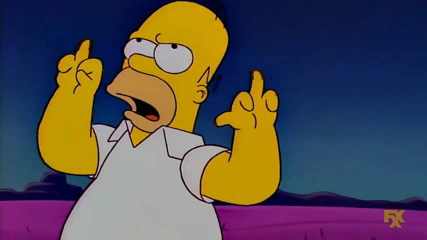 Plantilla de Homero mostrando el dedo medio numero 5