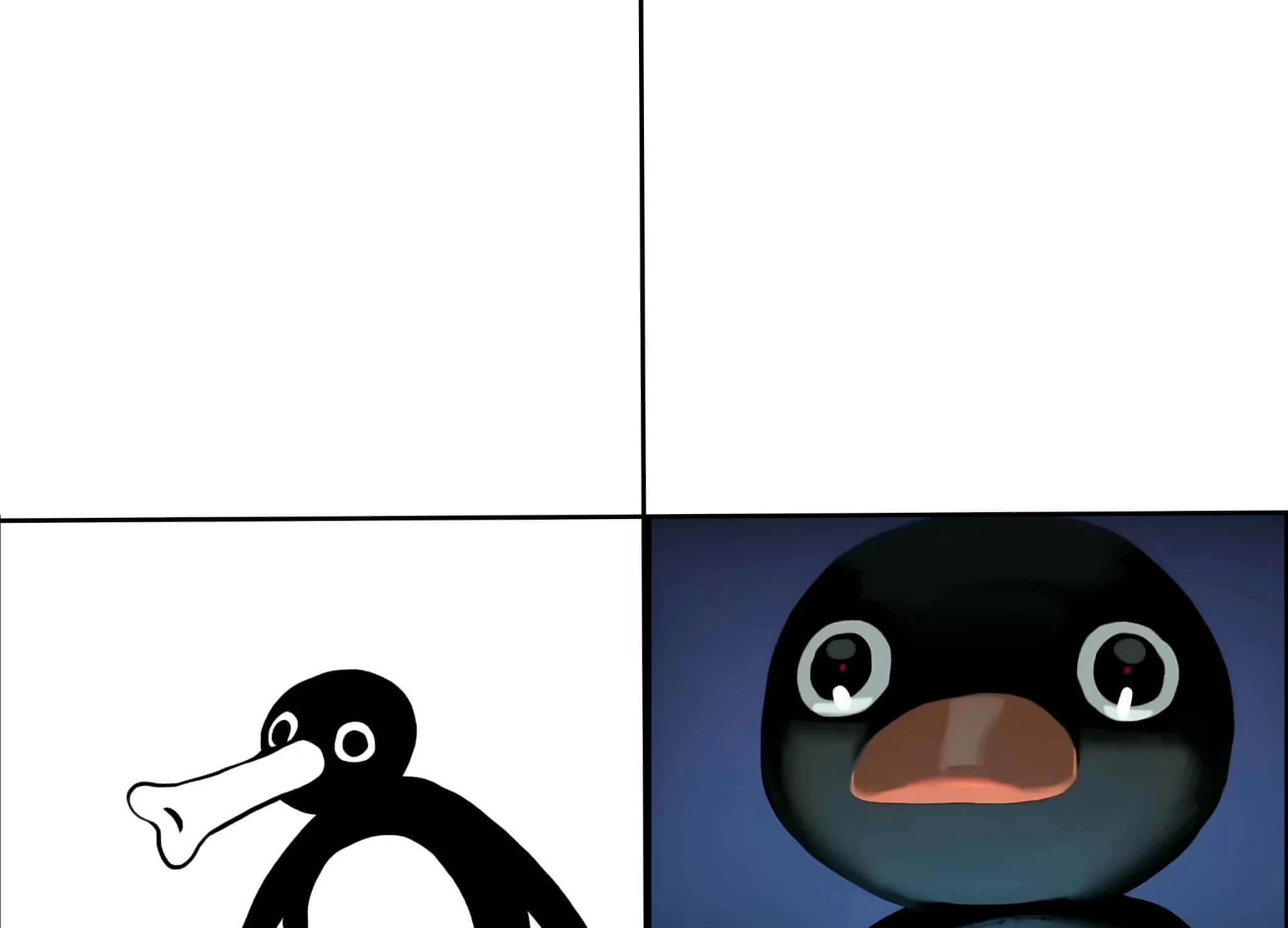 Plantilla de Pingu diciendo "Noot Noot" || Pingu traumado