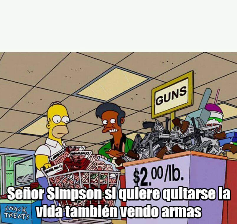 Primera plantilla de Señor Simpson si quiere quitarse la vida también vendo armas