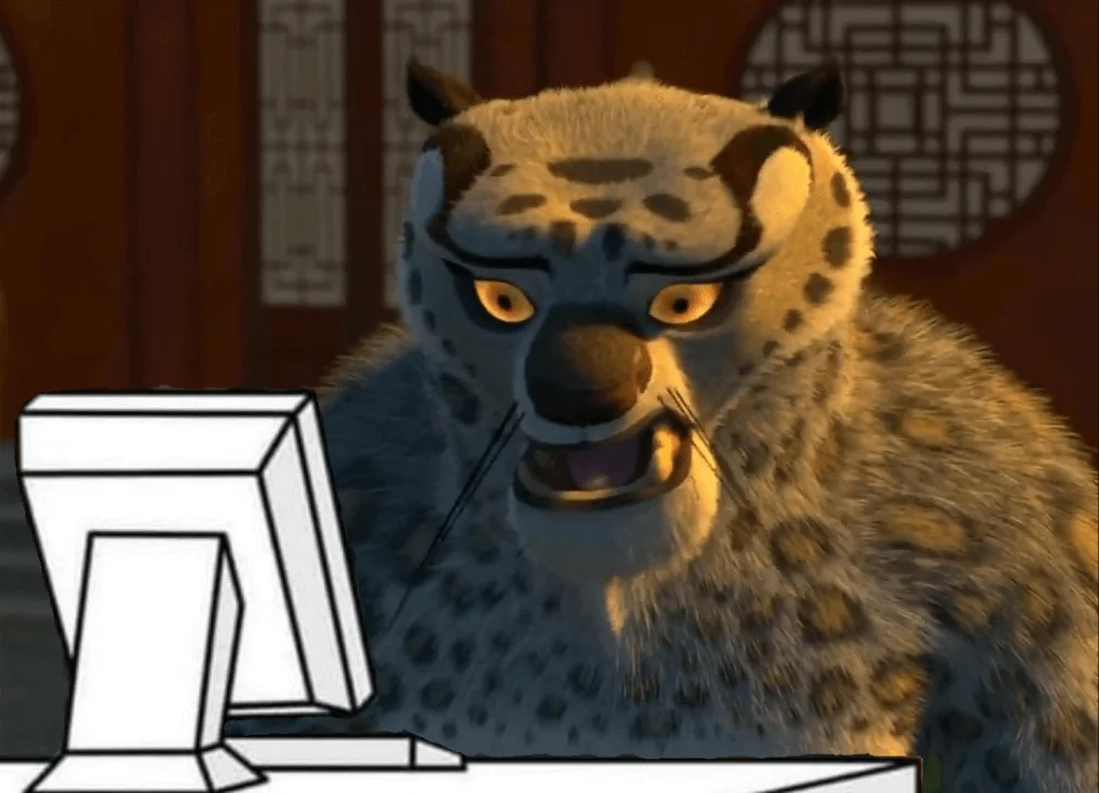 Primera plantilla de Tai Lung estupefacto