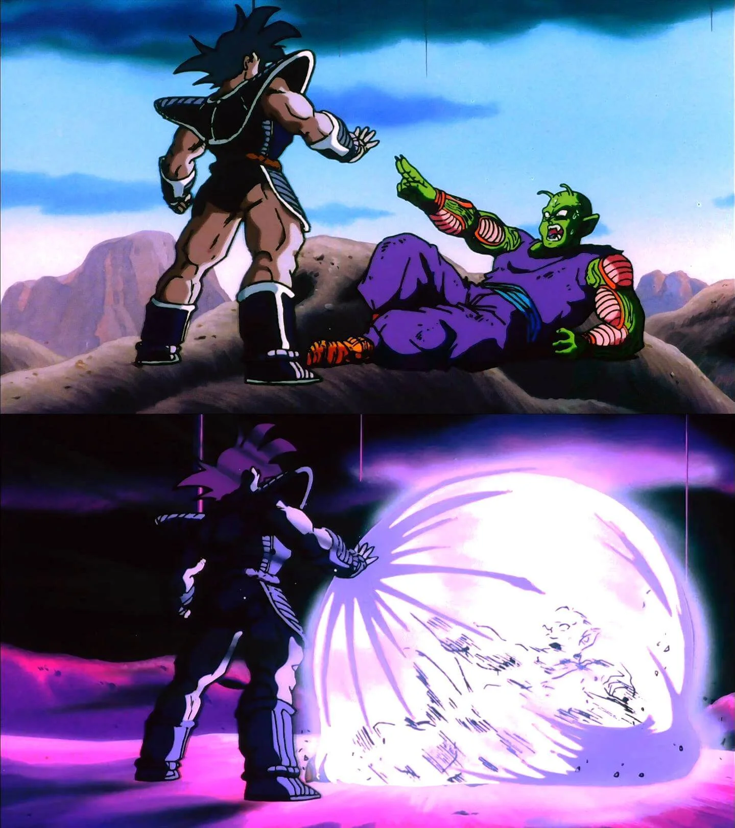 Primera plantilla de Turles atacando a Piccolo